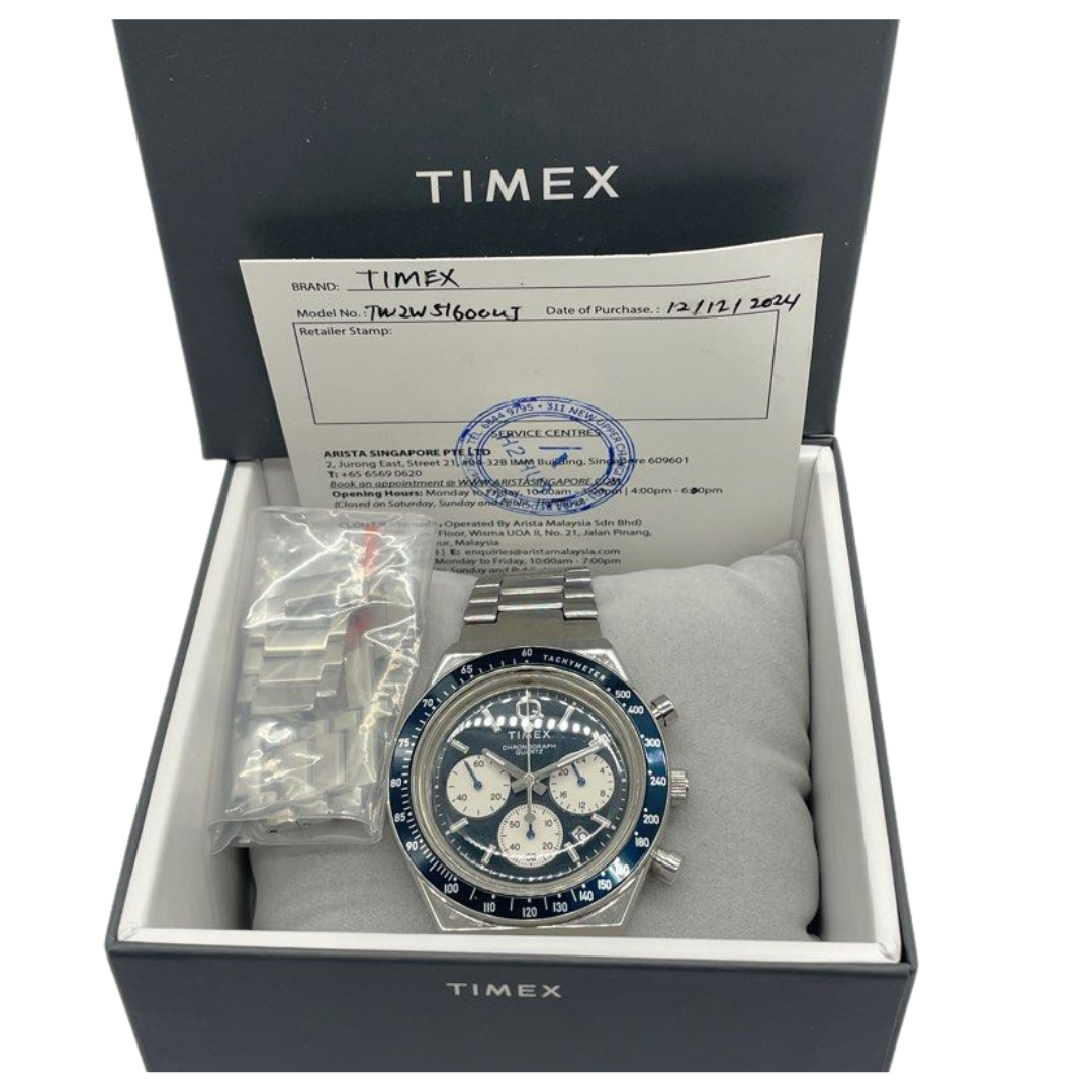 Timex Q Timer Inspired 40mm Quartz Chronograph Blue Dial Watch
