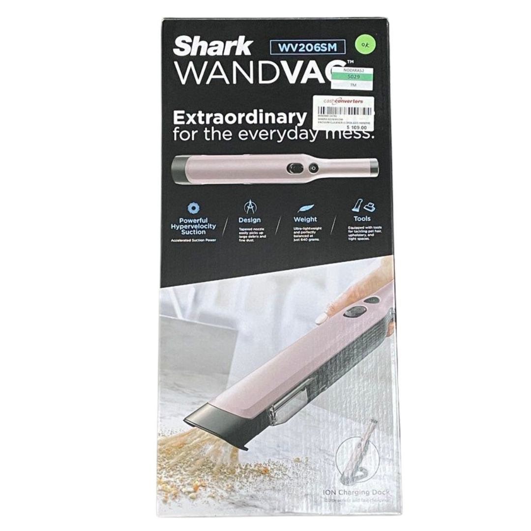 Shark WANDVAC Cordless Handheld Vacuum, Lightweight at 640 gm, Powerful Suction Handheld Vacuum with Duster/Crevice and Multi-Surface Tools, Charging Base, Pink - Shark WV206