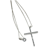 Damiani 750 White Gold Natural Black Diamond Cross Pendant/Chain