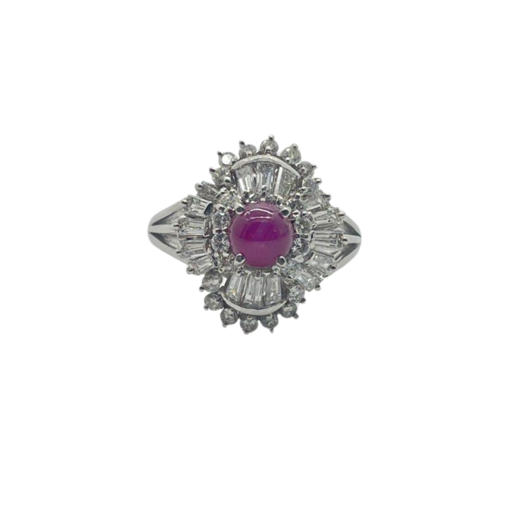 PT900 Natural Star Ruby & Diamond Ladies Ring Secondary image