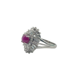 PT900 Natural Star Ruby & Diamond Ladies Ring