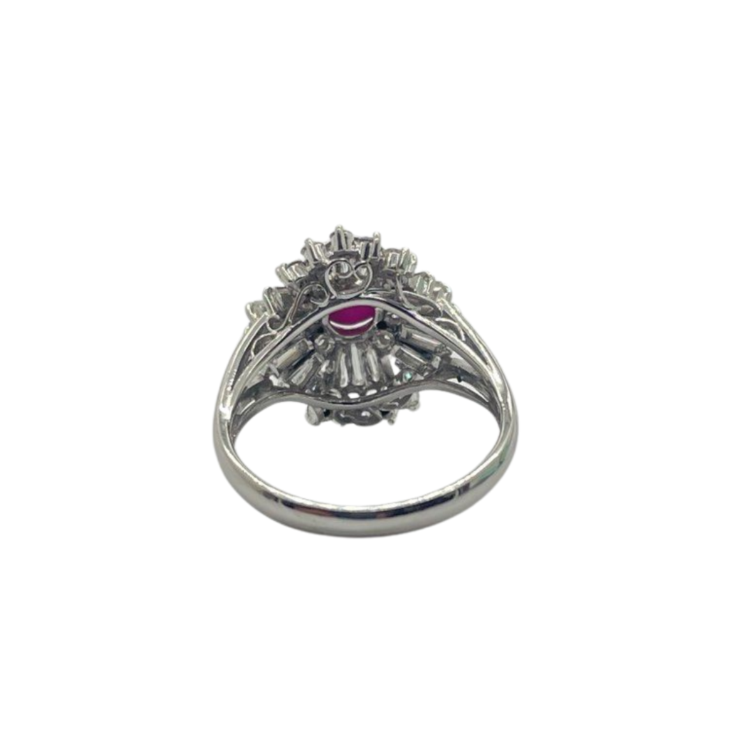 PT900 Natural Star Ruby & Diamond Ladies Ring