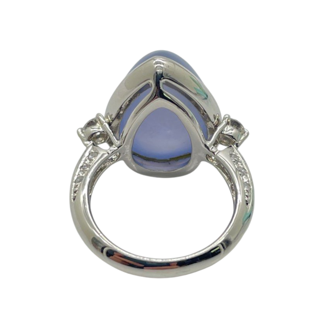 PT900 Natural Agate & Diamond Ring