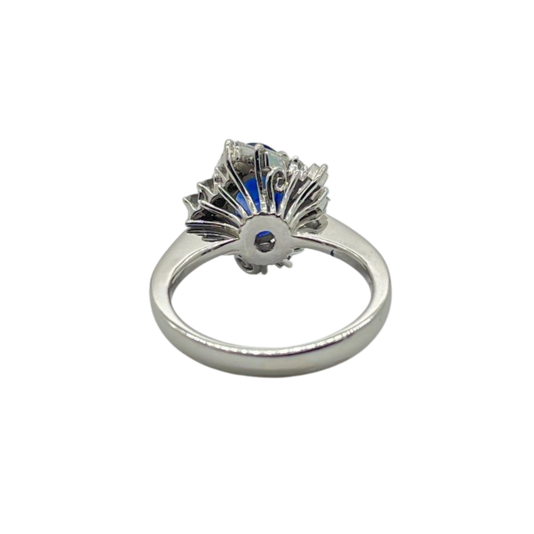 PT900 Natural Blue Sapphire & Diamond Ring