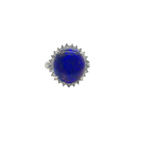 PT900 Natural Black Opal & Diamond Ring