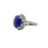 PT900 Natural Black Opal & Diamond Ring