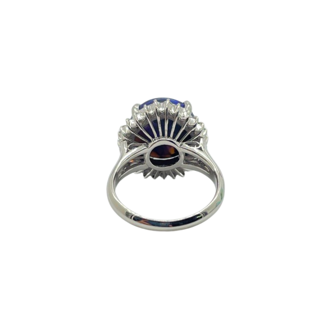 PT900 Natural Black Opal & Diamond Ring