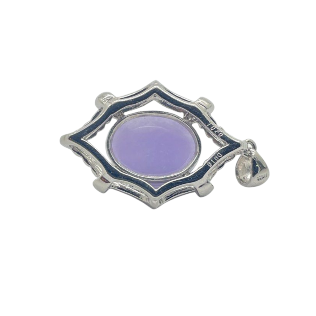 PT900 Lavender Jade & Diamond Pendant