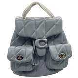 COACH Tabby Quilted Backpack Gray Blue CU077