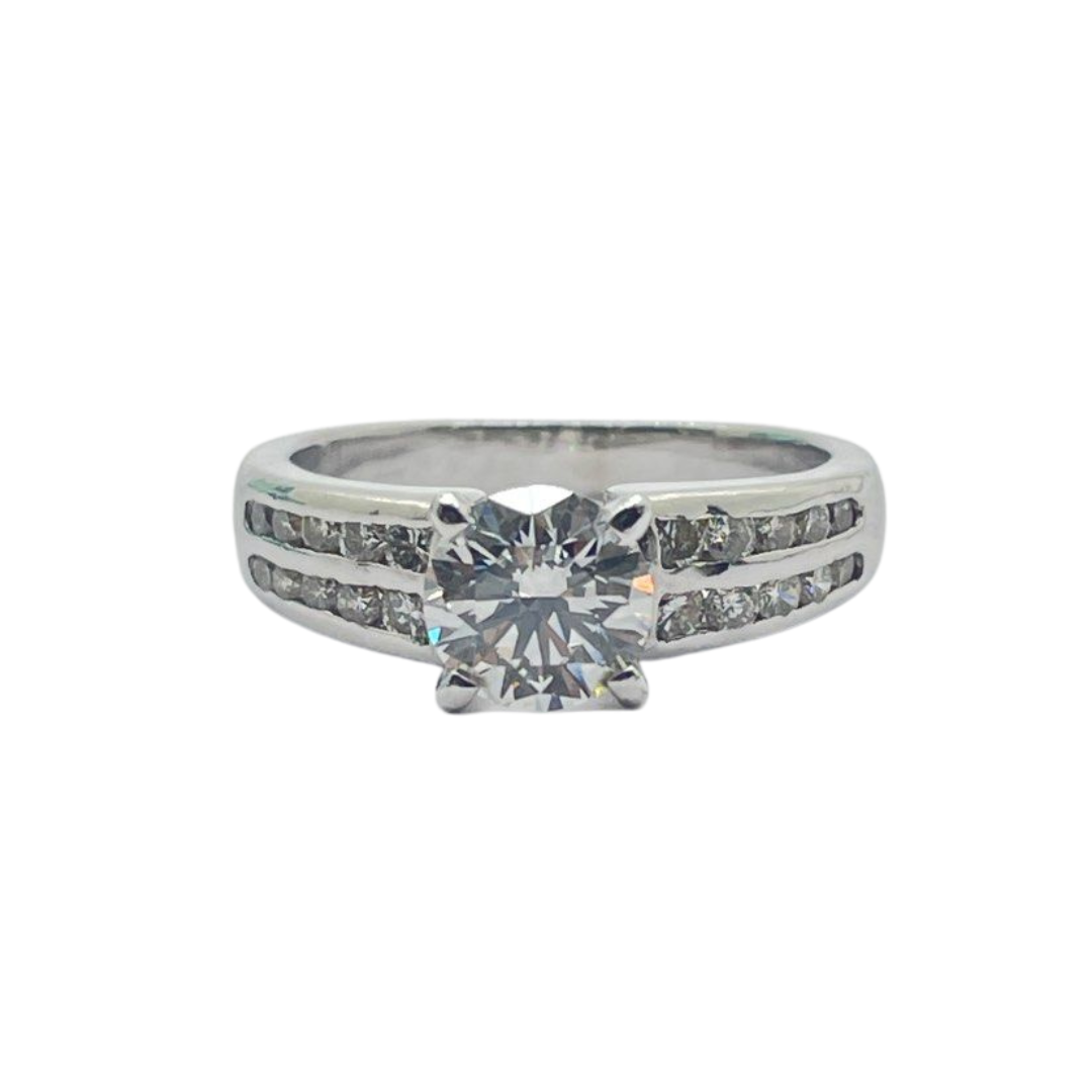 PT900 Natural Diamond Ladies Ring D1=0.85, E Color, VS2, 3xExcellent
