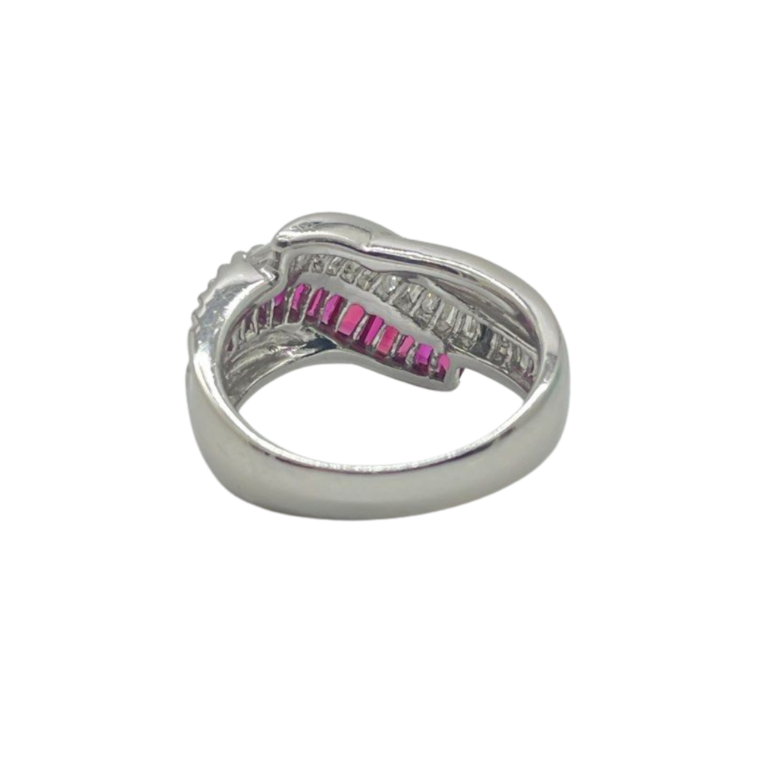 PT900 Natural Ruby & Diamond Ladies Ring