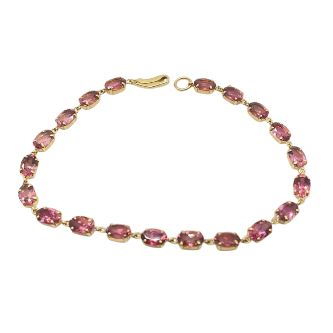 18K Yellow Gold Natural Pink Tourmaline Bracelet