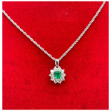 PT900/850 Natural Emerald & Diamond Necklace