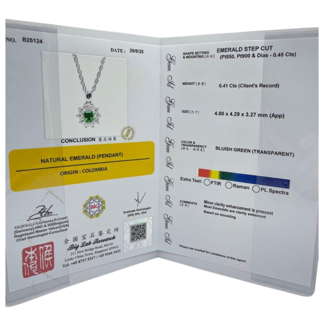 PT900/850 Natural Emerald & Diamond Necklace