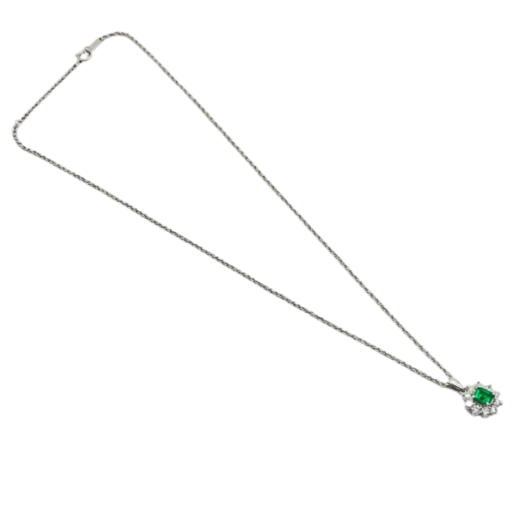 PT900/850 Natural Emerald & Diamond Necklace