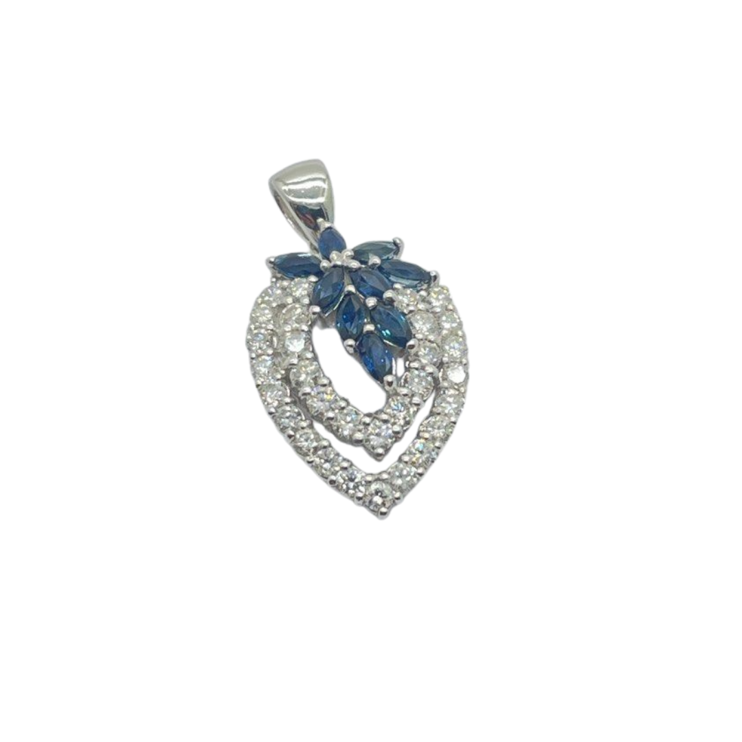 PT900 Natural Blue Sapphire & Diamond Pendant