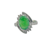 PT900 Natural Jadeite (Type-A) & Diamond Ladies Ring