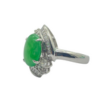 PT900 Natural Jadeite (Type-A) & Diamond Ladies Ring