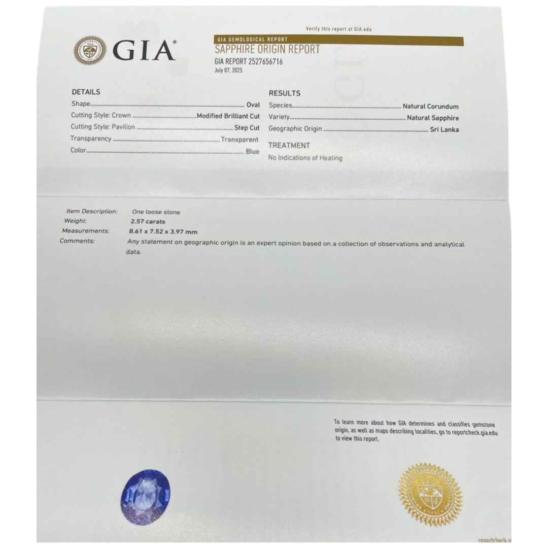 PT900 Un-Heated Natural Blue Sapphire & Diamond Ladies Ring (GIA Cert) Secondary image
