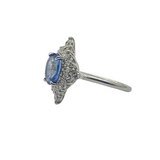 PT900 Un-Heated Natural Blue Sapphire & Diamond Ladies Ring (GIA Cert)