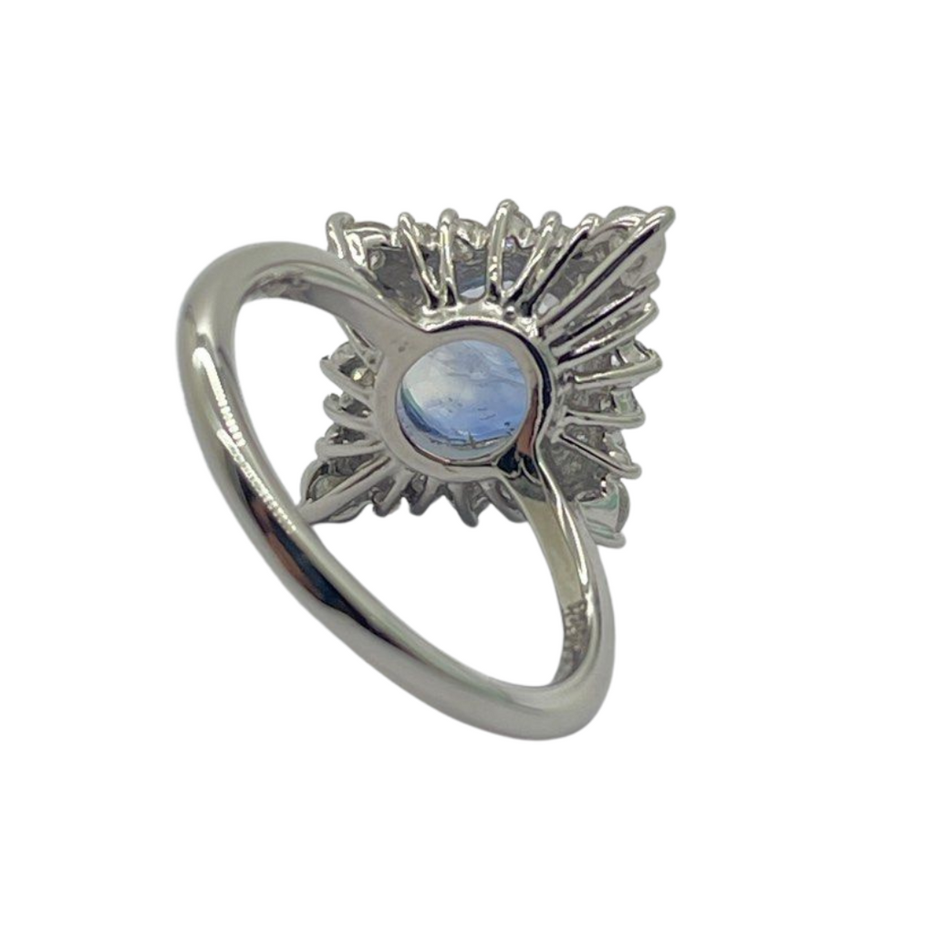 PT900 Un-Heated Natural Blue Sapphire & Diamond Ladies Ring (GIA Cert)