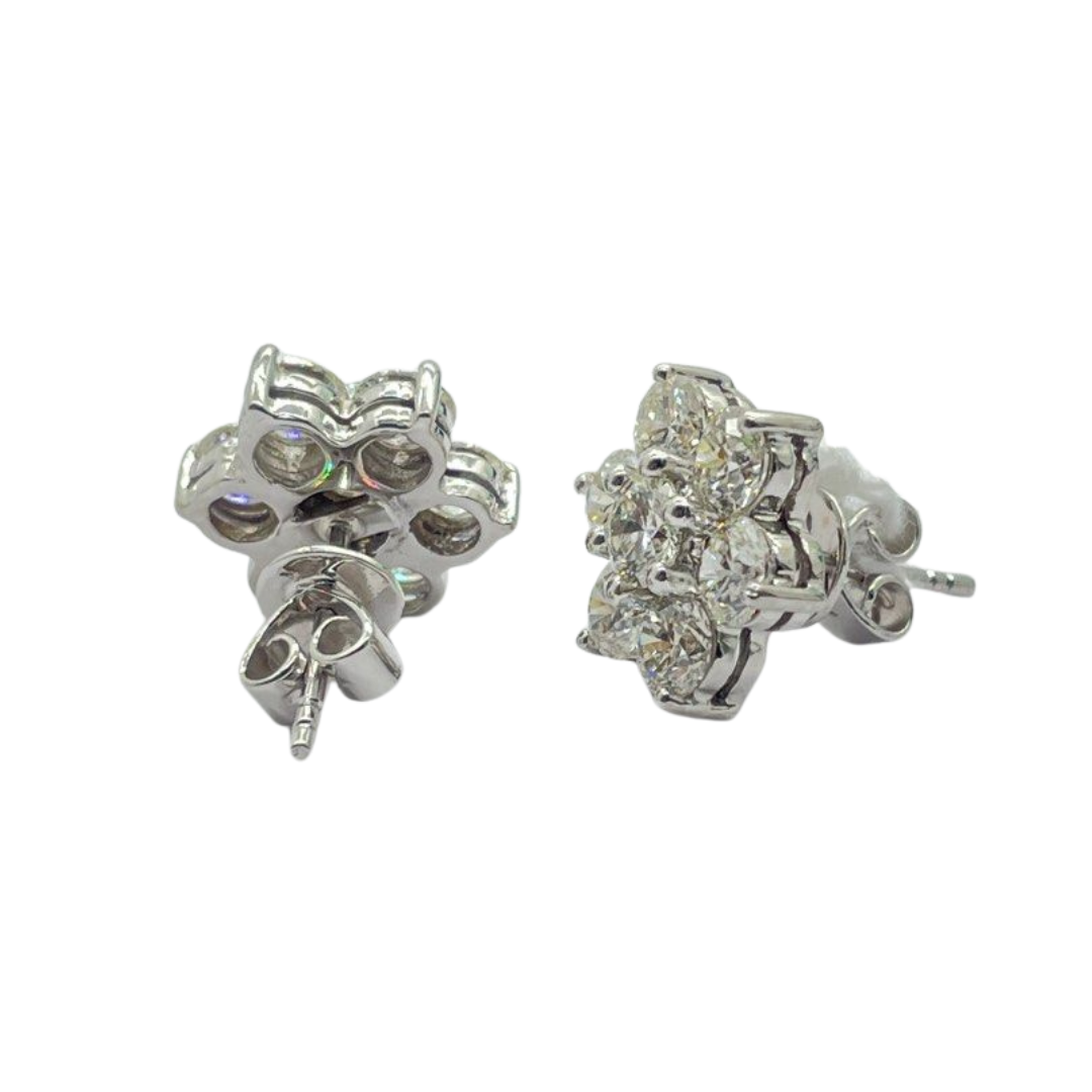 18K White Gold Natural Diamond Earring