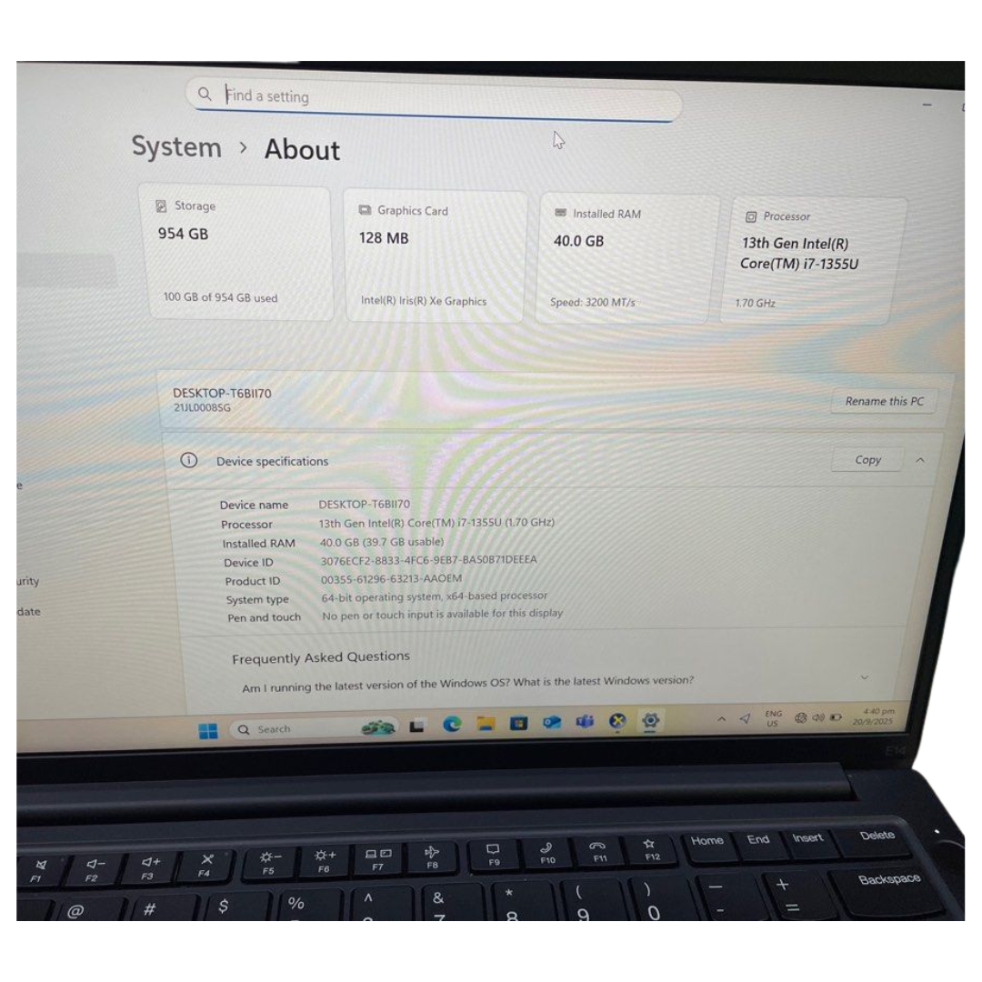 LENOVO E14 Gen 5 (Type 21JL0008SG) Laptop, Win 11 Pro | i7-1355U | 40GB Ram | 1 TB SSD