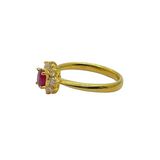 18K Yellow Gold Natural Ruby & Diamond Ladies Ring