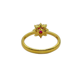 18K Yellow Gold Natural Ruby & Diamond Ladies Ring