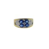 Natural Blue Sapphire & Diamond Ladies Ring, 585 Yellow Gold
