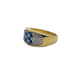 Natural Blue Sapphire & Diamond Ladies Ring, 585 Yellow Gold