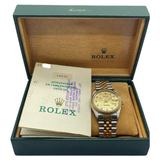 Rolex Datejust 16233 Half Gold 36mm Diamond Automatic Watch (Box & Cert)