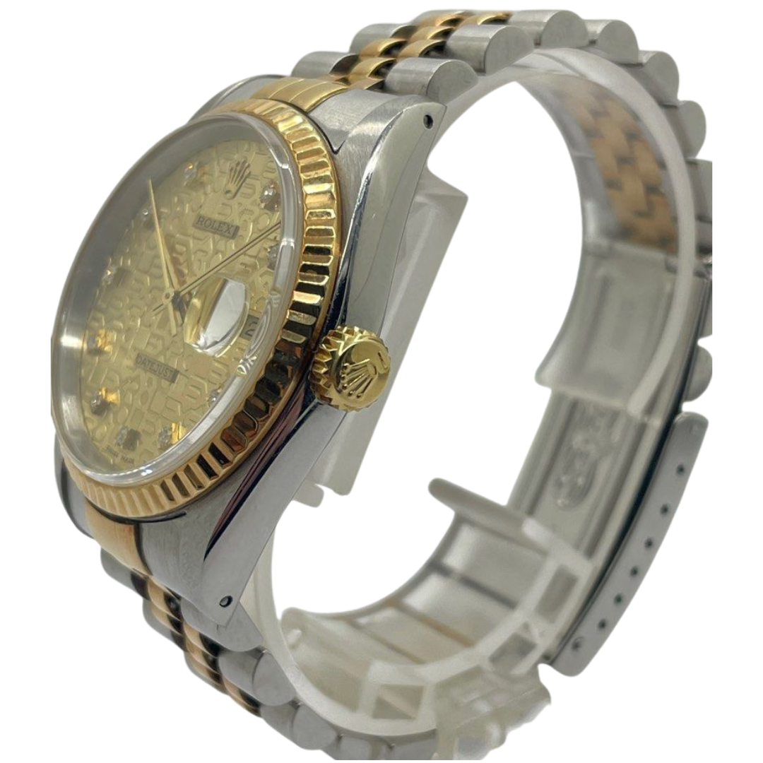 Rolex Datejust 16233 Half Gold 36mm Diamond Automatic Watch (Box & Cert)