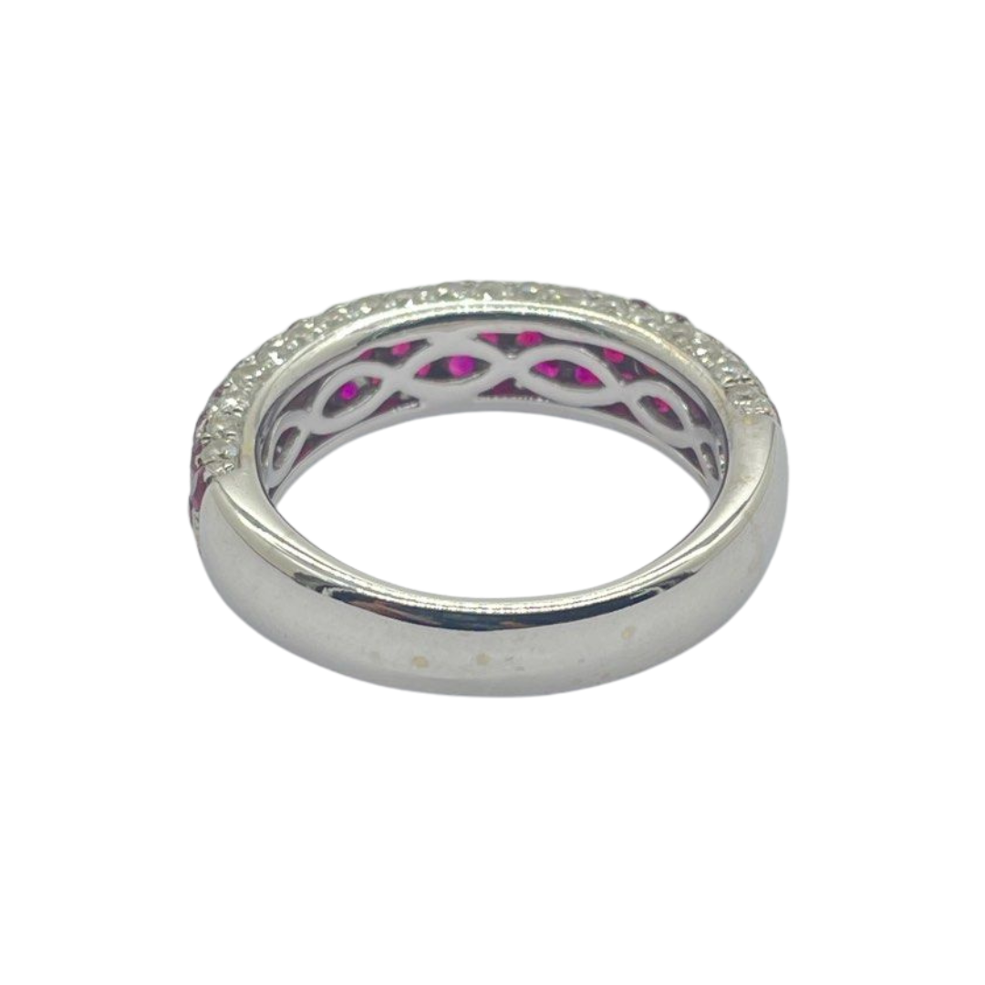 18K White Gold Natural Ruby & Diamond Ring