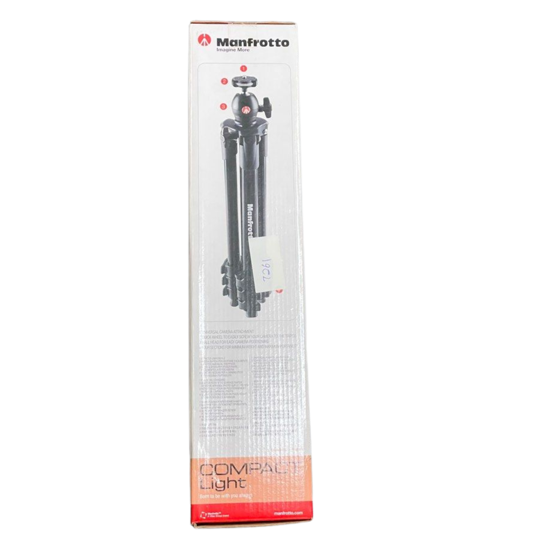 Manfrotto MKCOMPACTLT/BK Compact Light Aluminium Tripod with Ball Head, Black