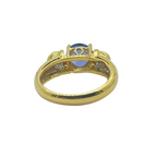 750 Yellow Gold Natural Blue Sapphire & Diamond Ladies Ring