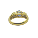 750 Yellow Gold Natural Blue Sapphire & Diamond Ladies Ring