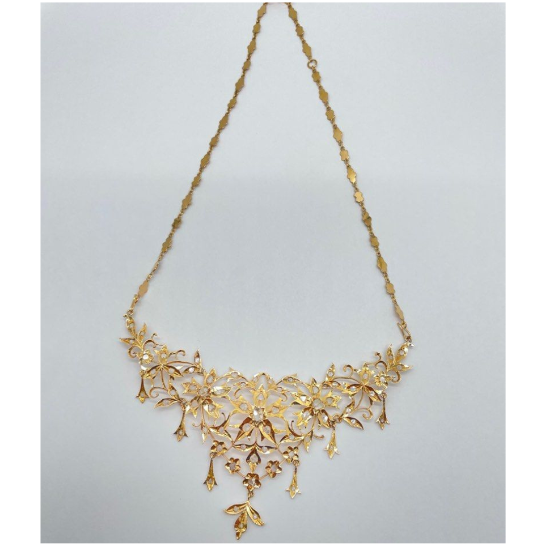 18K Yellow Gold Peranakan Intan Necklace
