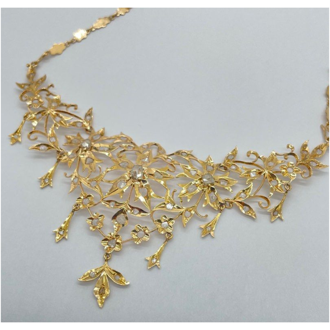 18K Yellow Gold Peranakan Intan Necklace