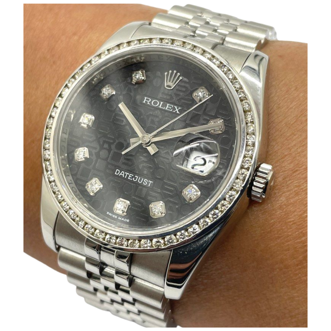 Rolex Datejust 116234 36mm Black Computer Diamond Dial Automatic Watch