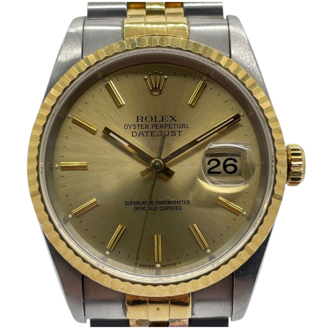 Rolex Datejust 16233 36mm Half Gold Automatic Gold Dial Watch