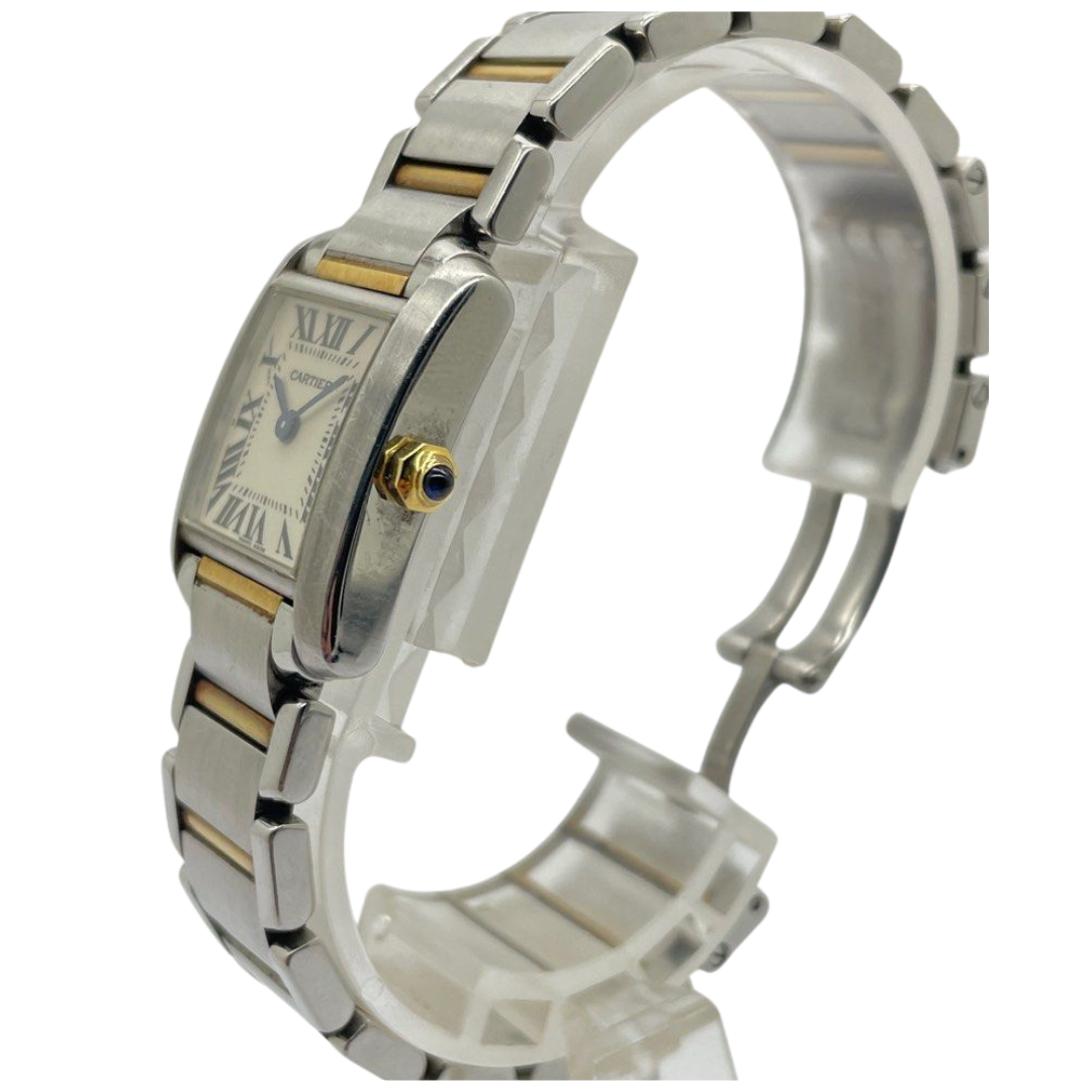 Cartier Tank Francaise 20mm White Roman Dial 18K Yellow Gold|Steel Quartz Watch