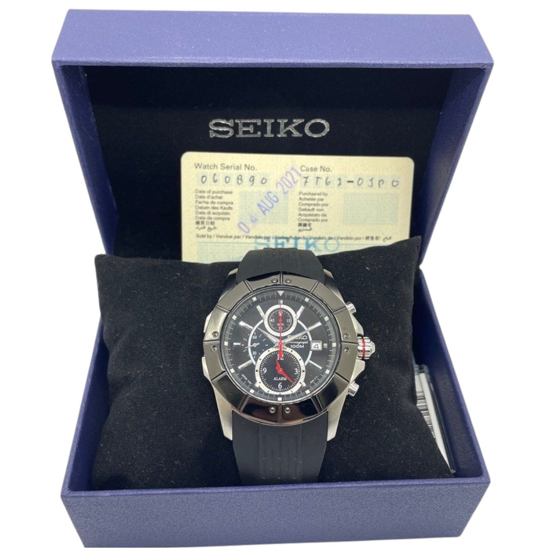 Seiko SNAC99J3 43mm Quartz Chronograph Black Dial Watch