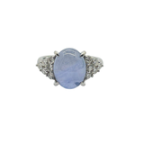 PT900 Natural Blue Star Sapphire & Diamond Ring w/Cert