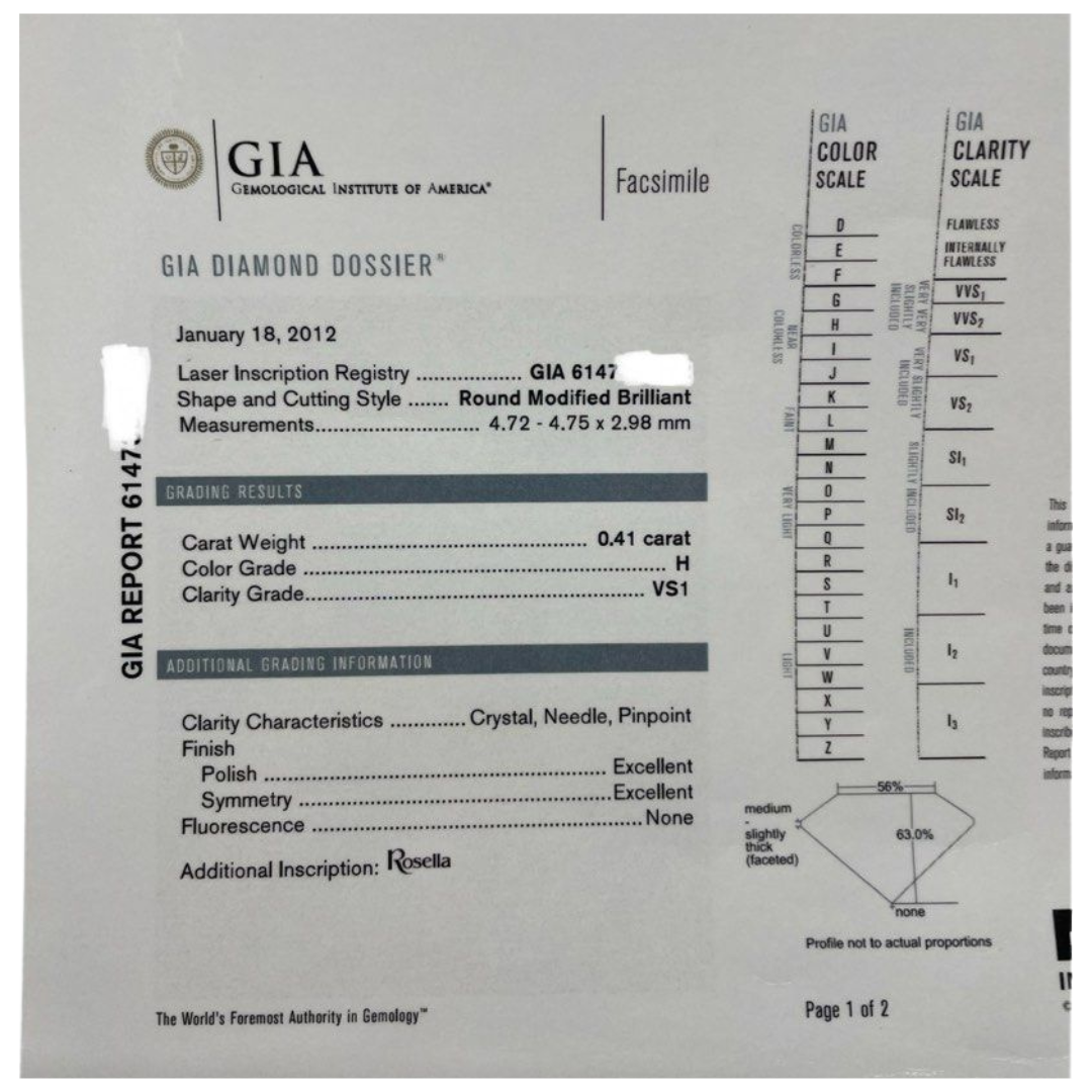 750 White Gold Natural Diamond Ring w/GIA Cert