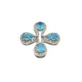 18K White Gold Natural Topaz & Diamond Pendant