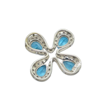 18K White Gold Natural Topaz & Diamond Pendant