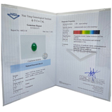 750 White Gold Natural Emerald & Diamond Ladies Ring w/Cert