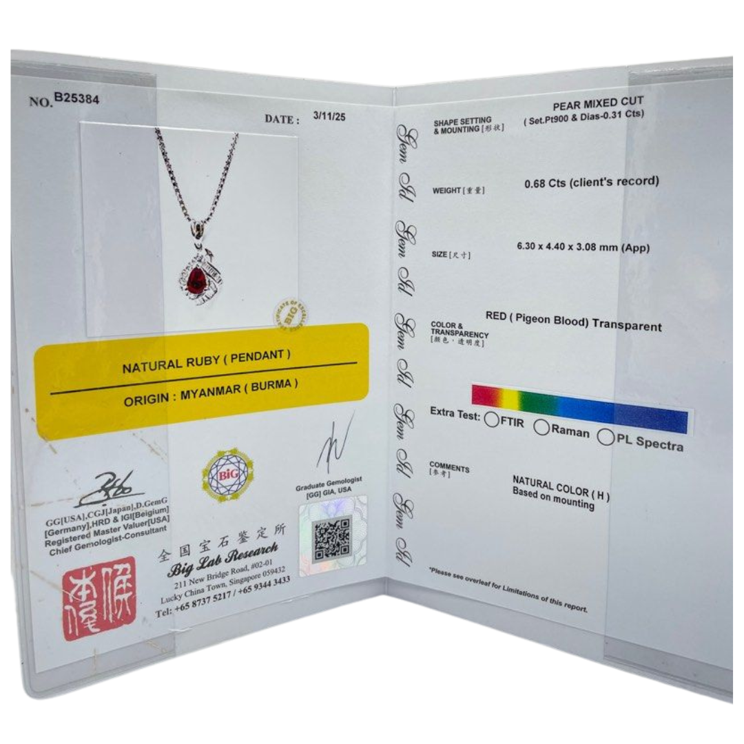 PT900 Natural Ruby & Diamond Necklace