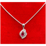 PT900 Natural Ruby & Diamond Necklace